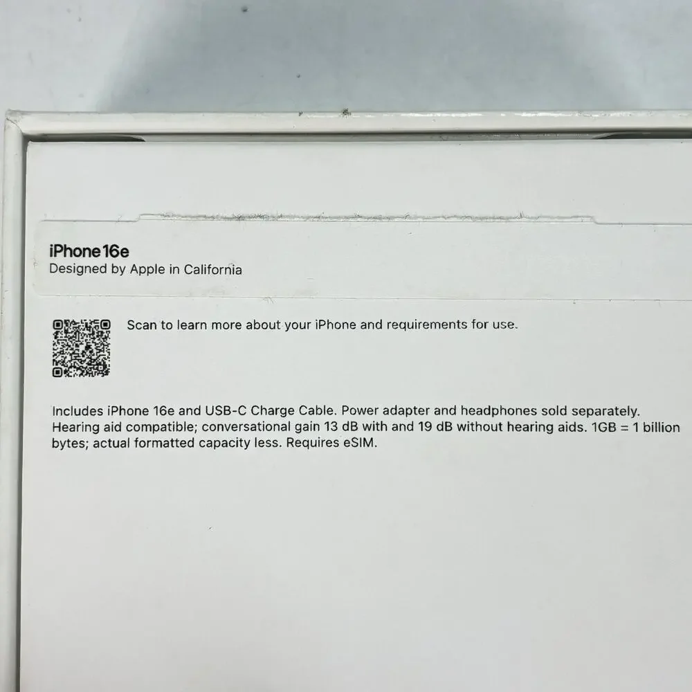 Apple A3212 iPhone 16e White 128GB - Empty Box ONLY